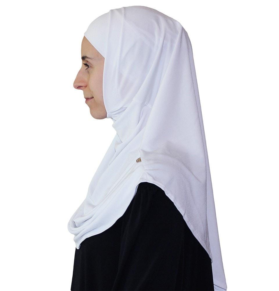Firdevs Practical Hijab Scarf & Bonnet - White - east-west-souk
