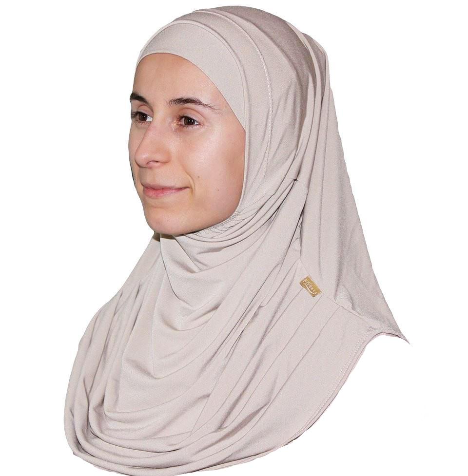 Firdevs Practical Hijab Scarf & Bonnet - Light Beige - east-west-souk