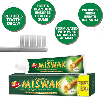 Dabur Miswak Herbal Toothpaste (Net Weight: 120g + 50g Free)