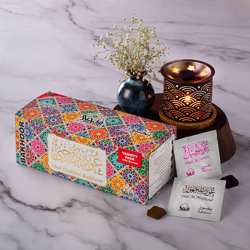 Oud Bakhoor Variety Box & Rainbow Exotic Burner