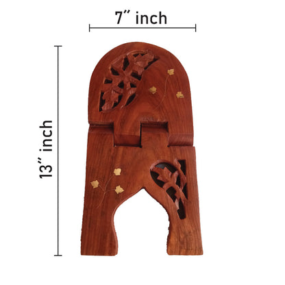 Beautiful Handmade Hardwood Quran Holder -  Foldable Book Rest Traditional Living Room Home Decor Accents (13" x 7") - Small size