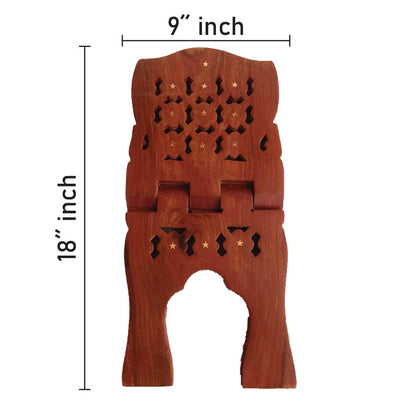 Beautiful Handmade Hardwood Quran Holder -  Foldable Book Rest Traditional Living Room Home Decor Accents (18" x 9") - Large size