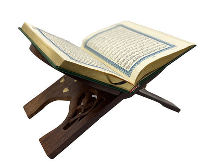 Holy Quran (Navy and Green) with Quran Holder Small size (13 * 7)