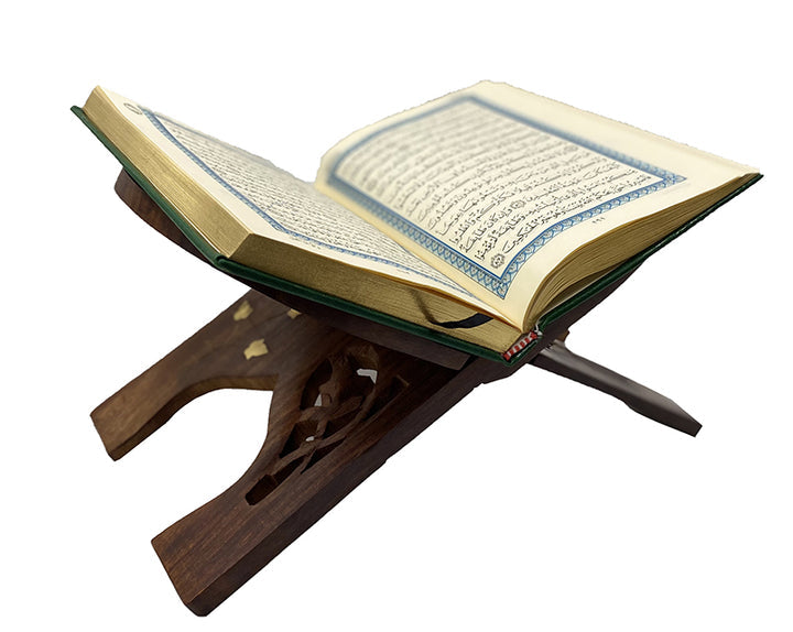 Holy Quran (Navy and Green) with Quran Holder Small size (13 * 7)