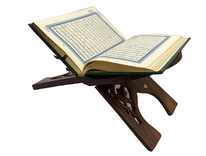 Holy Quran (Navy and Green) with Quran Holder Small size (13 * 7)