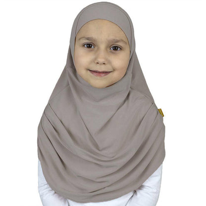 Firdevs Girl's Practical Hijab Scarf  Bonnet - Mink Brown
