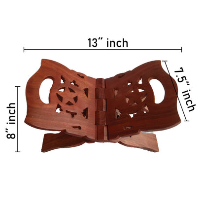 Beautiful Handmade Hardwood Quran Holder -  Foldable Book Rest Traditional Living Room Home Decor Accents (15" x 8") - Medium size
