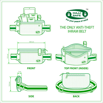 Hajj & Umrah Anti-Theft Waist Bag and Ihram Belt (Medium)