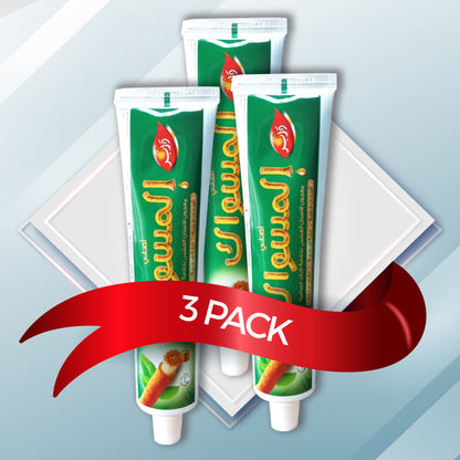(Pack of 3) Dabur Miswak Sewak Meswak Siwak Natural Herbal Halal Islamic Toothpaste (Net Weight: 120g + 50g Free)
