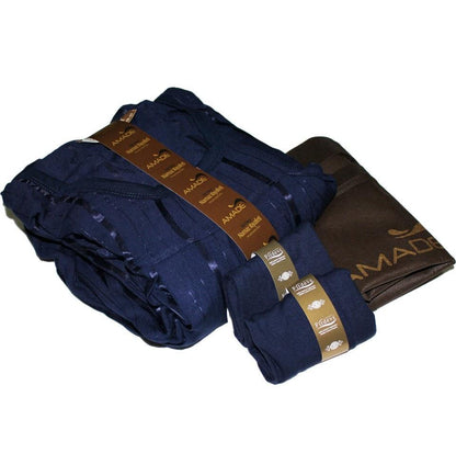 Amade Women's One-Piece Prayer Dress Navy Blue Abaya Gift Set - east-west-souk
