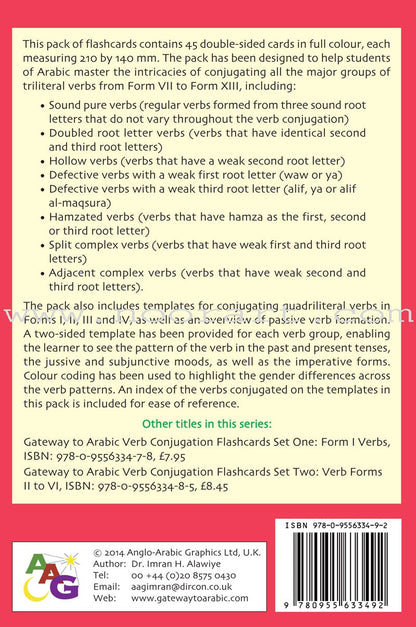 Gateway to Arabic Verb Conjugation Flashcards - Set Three: Verb Forms Seven to Thirteen (45 Double-Sided Cards)