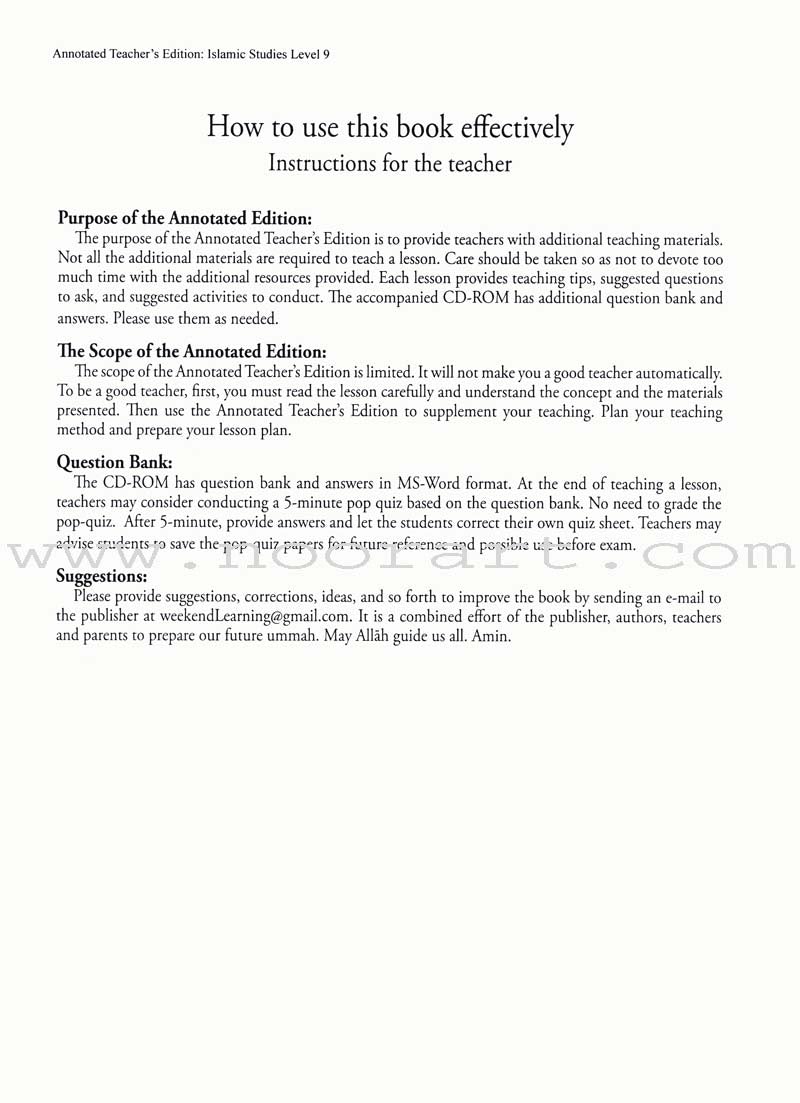 Islamic Studies Teacher's Manual: Level 9 (with Annotated CD-ROM)