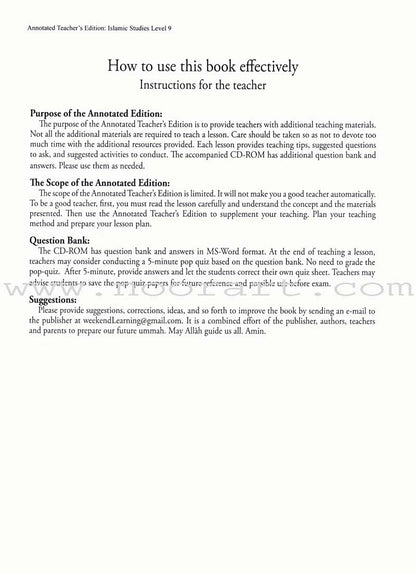 Islamic Studies Teacher's Manual: Level 9 (with Annotated CD-ROM)