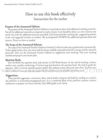 Islamic Studies Teacher's Manual: Level 8 (with Annotated CD-ROM)