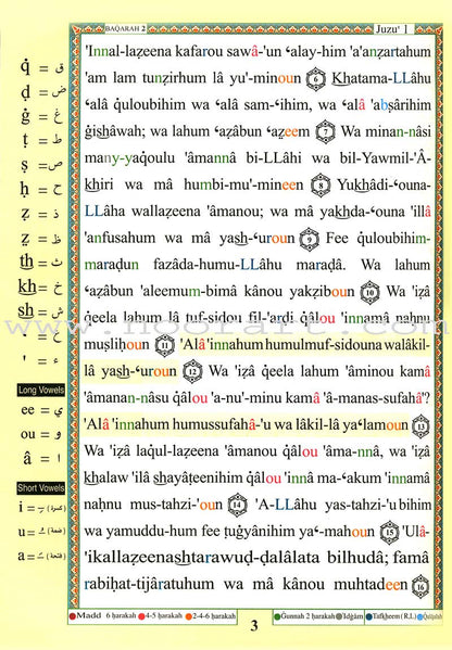 Tajweed Qur'an (Whole Qur’an, With Meaning Translation and Transliteration in English) (7"x9") مصحف التجويد