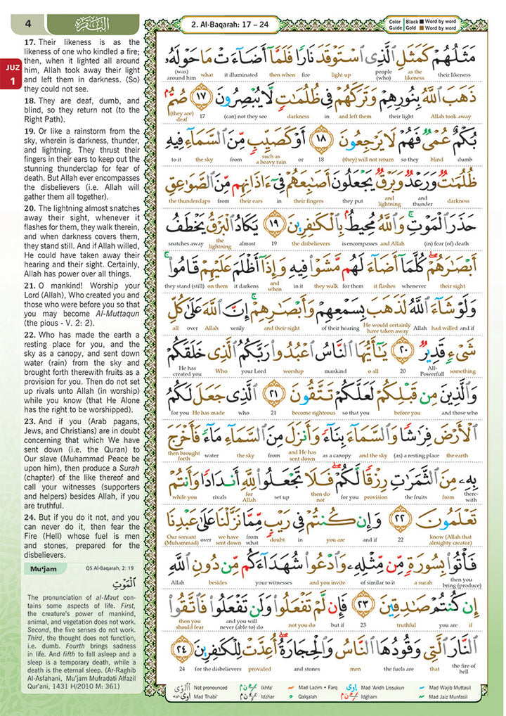Al-Quran Al-Karim: The Noble Quran (Green, Large Size A4 (8.3” x 11.7"), Maqdis Quran)