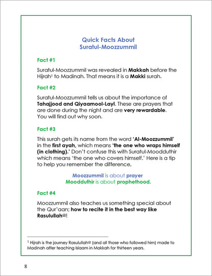 Tafseer & Arabic Workbook: ( Suratul-Moozzummil & The Night Praye) سورة المزمل