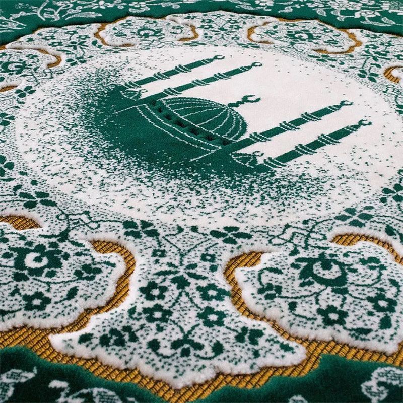 Plush Velvet Islamic Prayer Rug - Floral Mosque - 3 Different Colors
