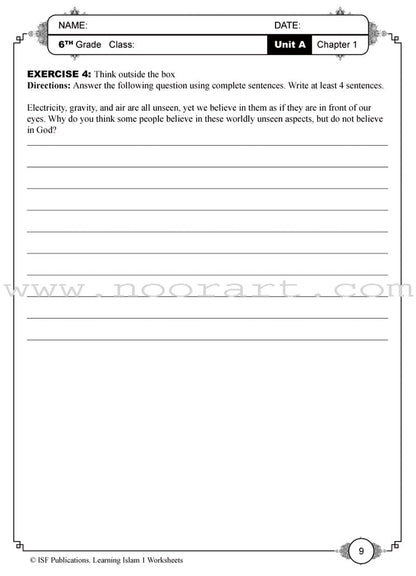 Learning Islam Worksheets: Level 1 (6th Grade)