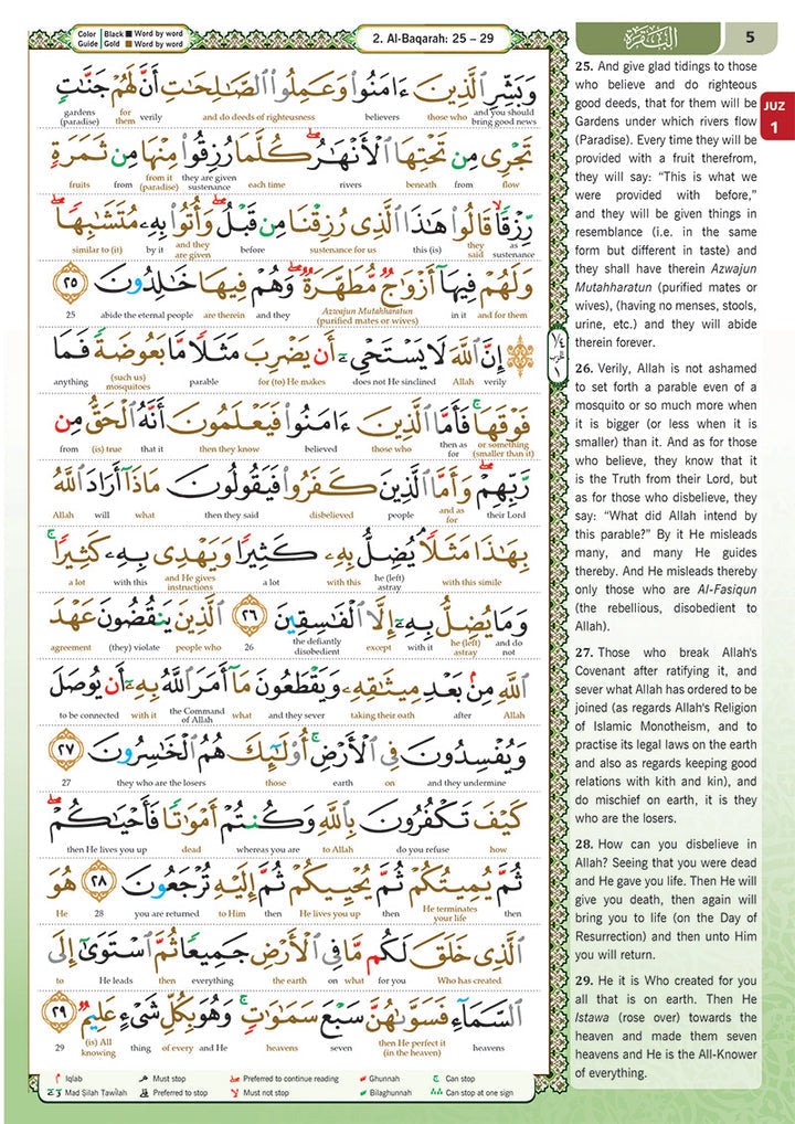 Al-Quran Al-Karim: The Noble Quran (Green, Large Size A4 (8.3” x 11.7"), Maqdis Quran)