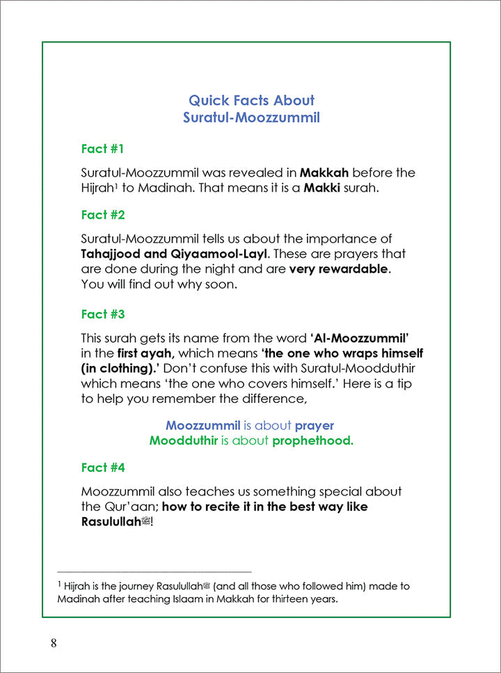 Tafseer & Arabic Workbook: ( Suratul-Moozzummil & The Night Praye) سورة المزمل