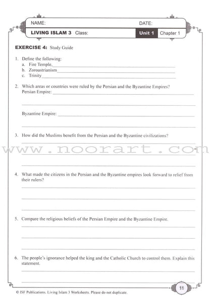 Living Islam Worksheets - Prophet of Mercy: Part 3 (10th Grade)