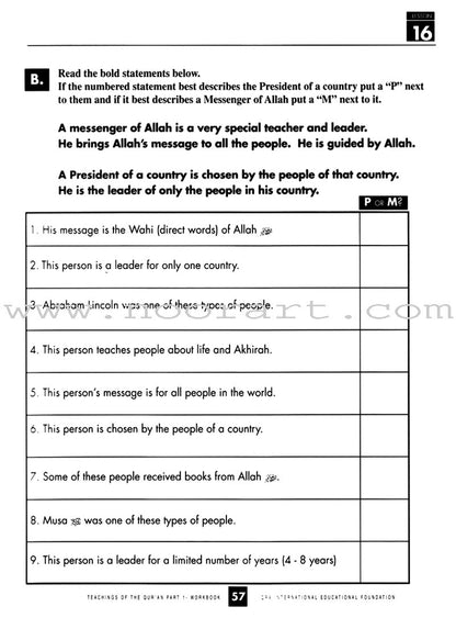 Teachings of the Qur'an Workbook: Volume 1