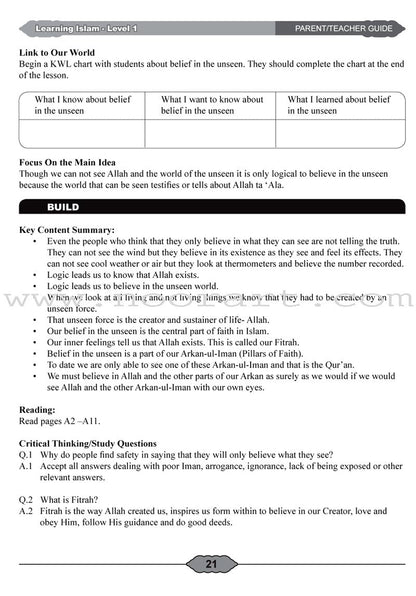 Learning Islam Teacher Guide: Level 1
