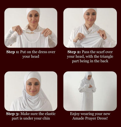 Amade Women's One-Piece Prayer Dress Navy Blue Abaya Gift Set - east-west-souk