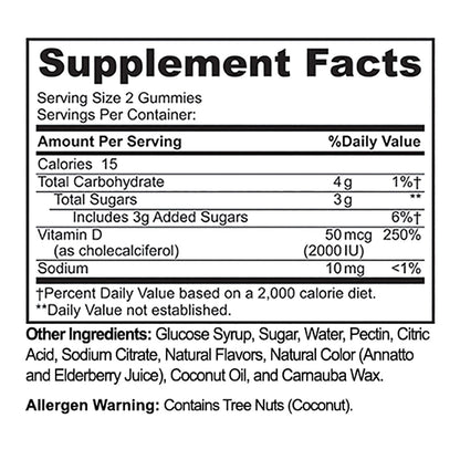 Halal Vitamin D3 2000IU Gummies (90 Gummies)